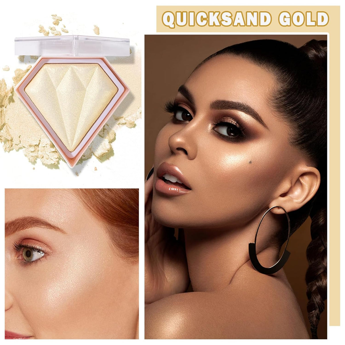 Face Glitter Highlighter Makeup Palette Shimmer Contour Powder Waterproof Long-Lasting,Brightens