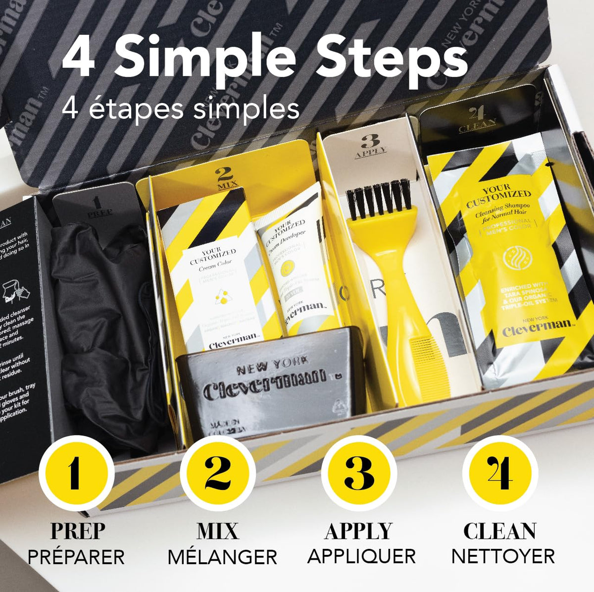 CLEVERMAN Lightest Blond Hair & Beard Dye for Men, All-in-One Reusable Kit - Men's Color For