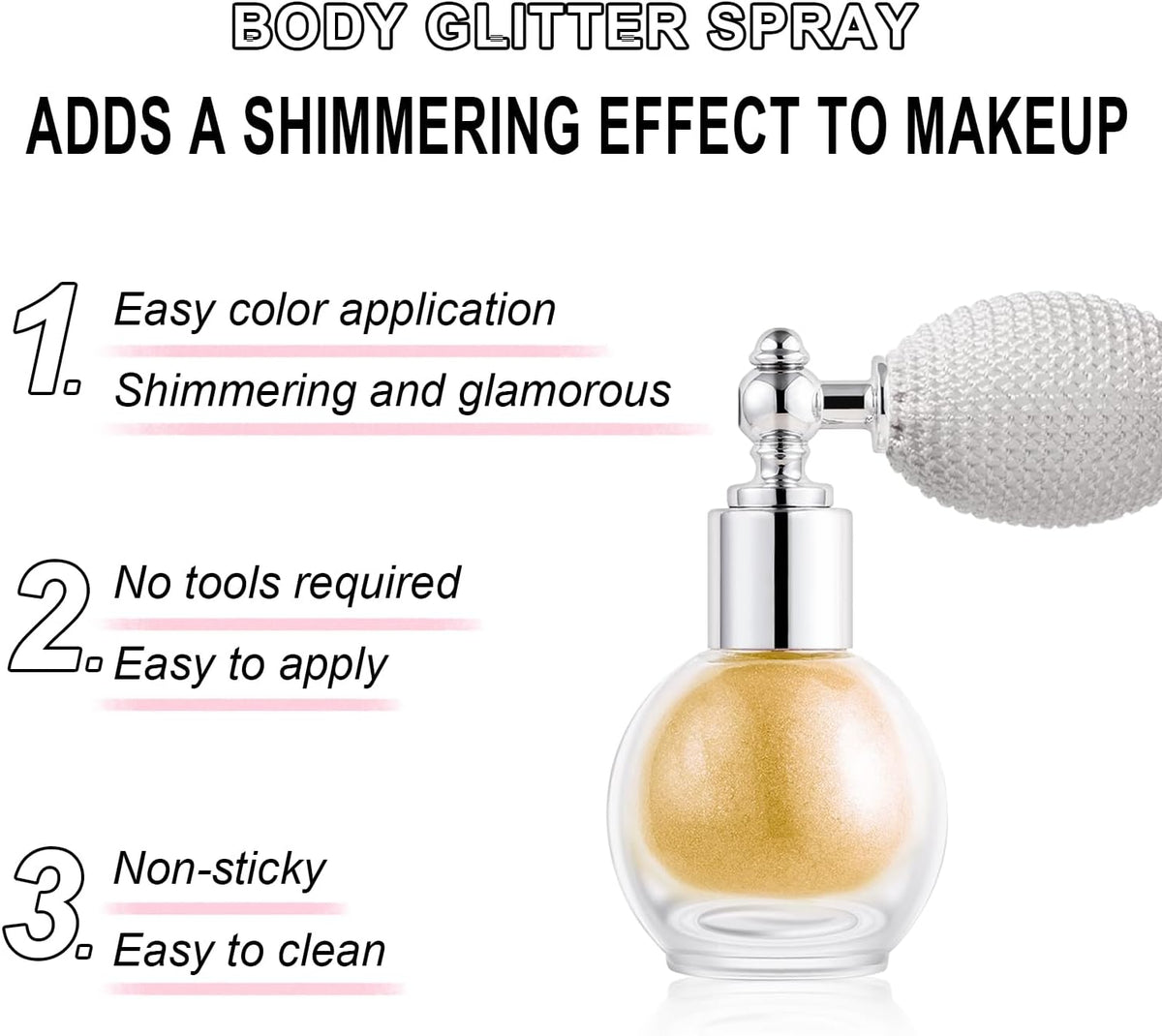 Hair and Body Glitter Spray, Holographic Glitter Highlighter Powder, Face Body Clothes Shiny