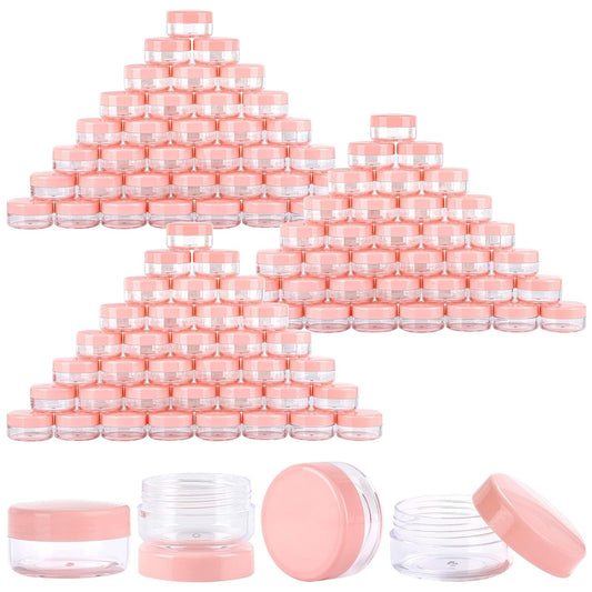 100 Count Sample Containers with Lids, 10 Gram Small Plastic Makeup Jars Lip Scrub Cosmetic