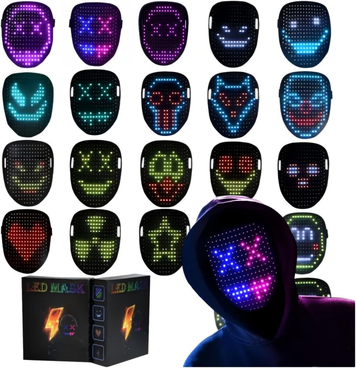 LED Mask with Gesture Sensing Transforming for Christmas/Birthday Present, Boys Light Up Masks for