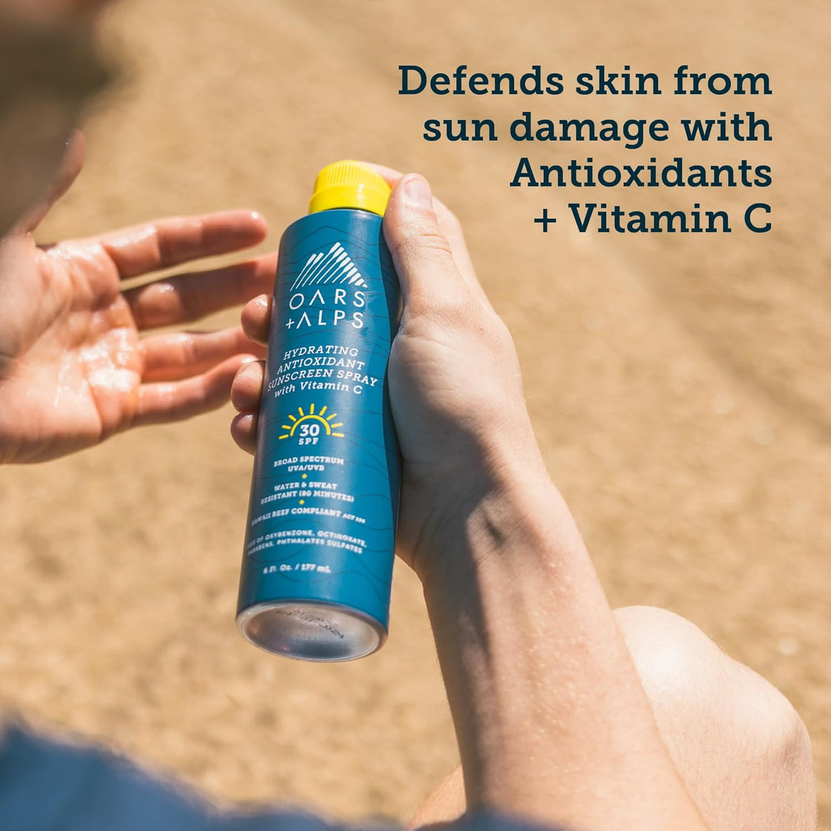 Oars + Alps Hydrating SPF 30 Sunscreen Spray, Naturally Derived Skin Care Infused with Vitamin C