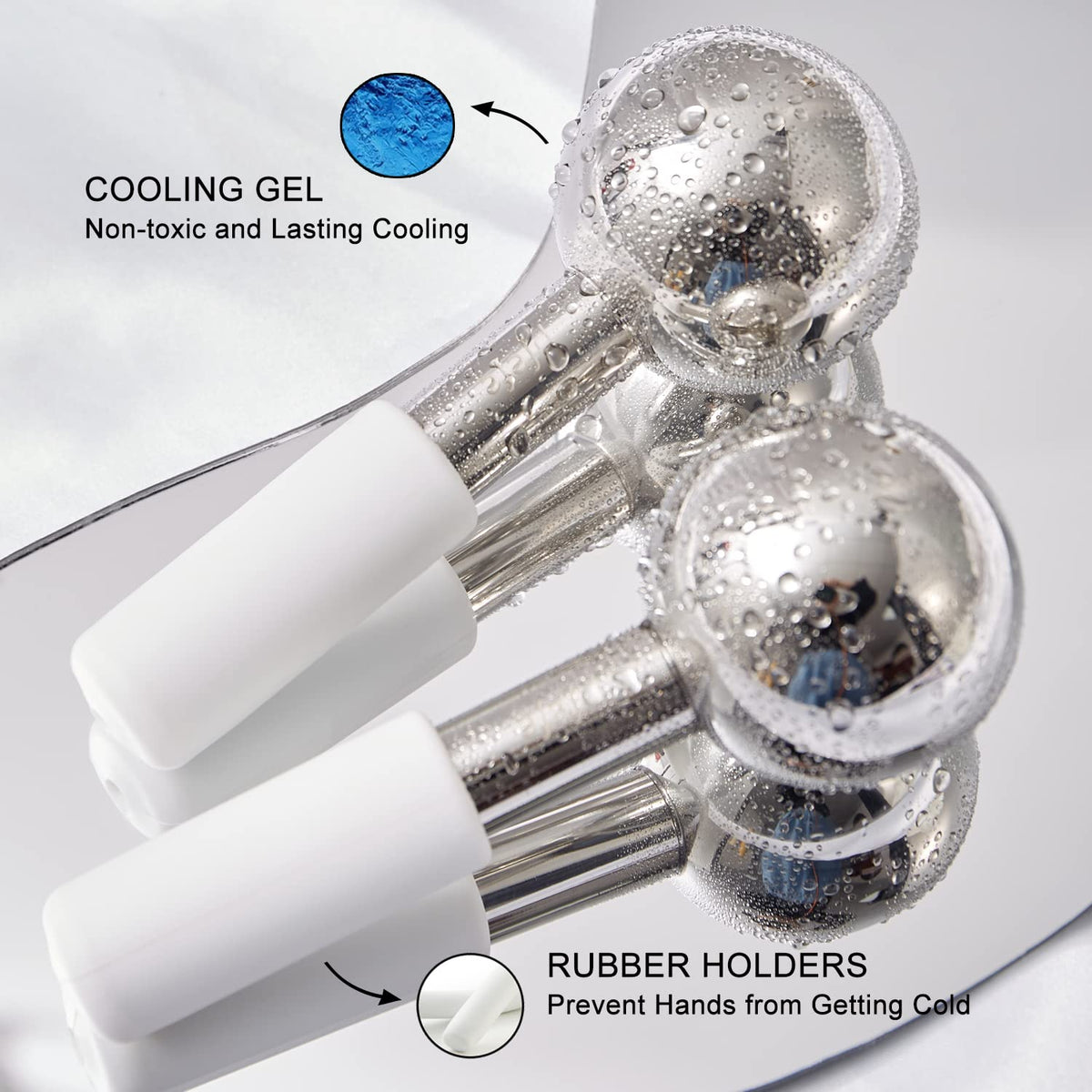 Ice Globes for Face & Eyes, Unbreakable Stainless Steel Cryo Sticks for Beauty Routines, Facials