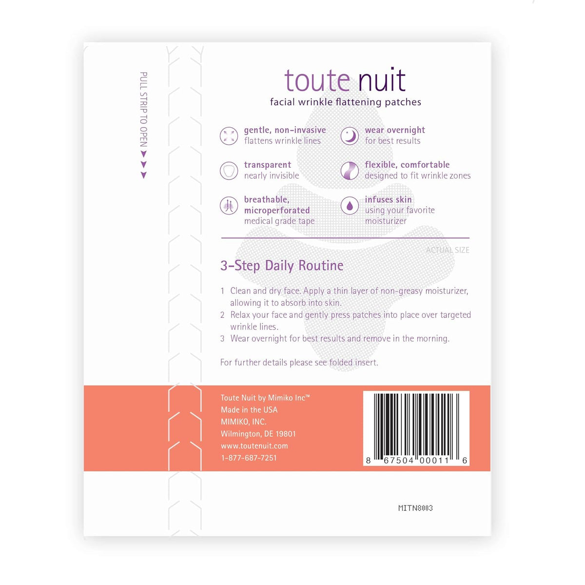 Toute Nuit Wrinkle Patches – Trial Pack – Face Tape for Forehead, Eyes & Mouth – Hypoallergenic