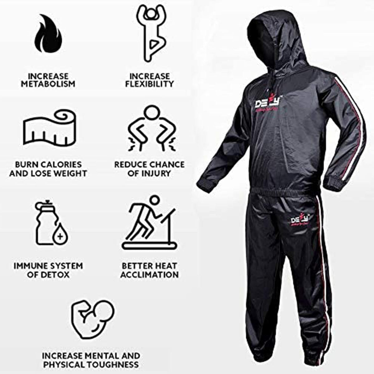 DEFY Heavy Duty Sauna Suit for Weight Loss Full Body Wrap Hoodie Men Women Anti-Rip Sweat suit Gym