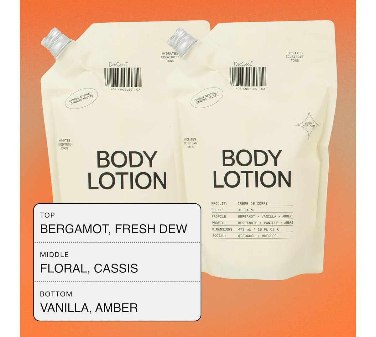 DedCool Body Lotion Refill | Taunt | Lightweight, Deeply Hydrating Formula with Ceramides, Snow