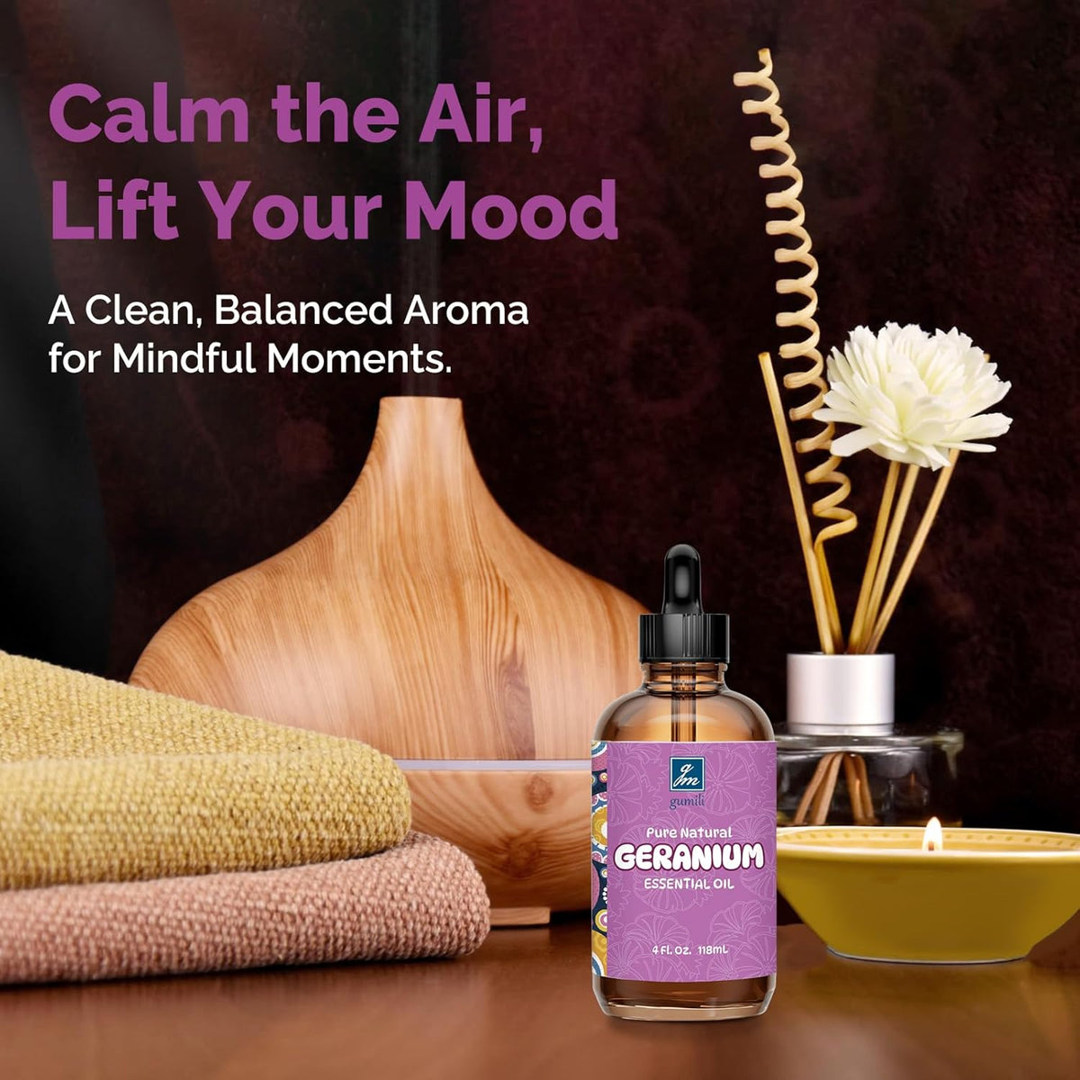 Geranium Essential Oil 4 Oz, 100% Pure Geranium Oil for Diffuser, Skin, Hair, Face, Soap & Candle