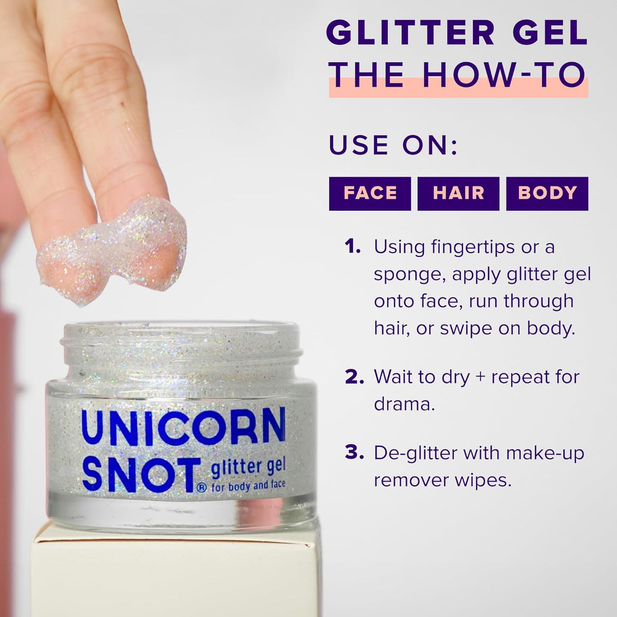UNICORN SNOT Holographic Face Glitter & Body Glitter Gel: Glitter Makeup, Hair Glitter, Festival