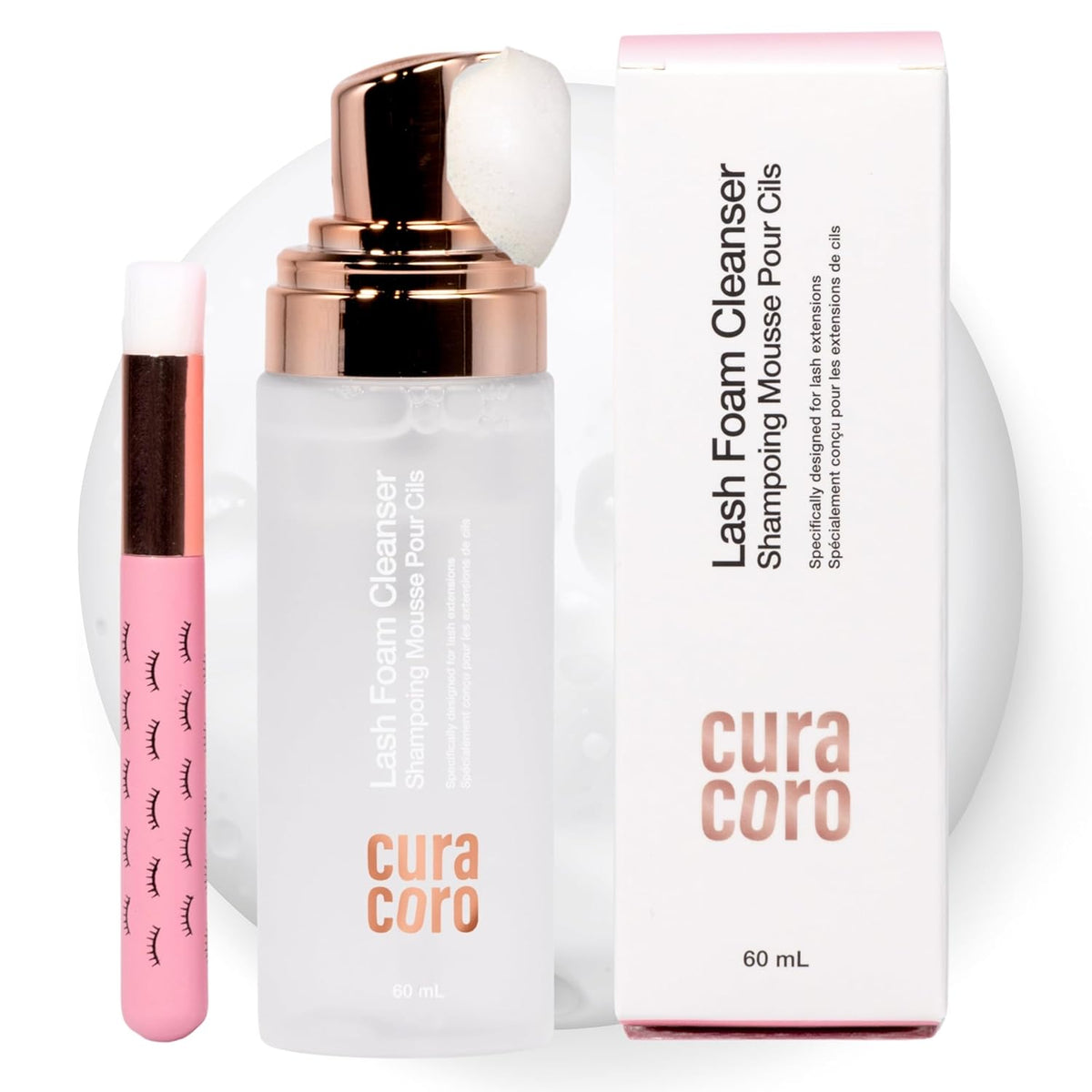 CURACORO 60ML Eyelash Extension Cleanser (Unscented) - Lash Shampoo for Lash Extensions, Eyelash