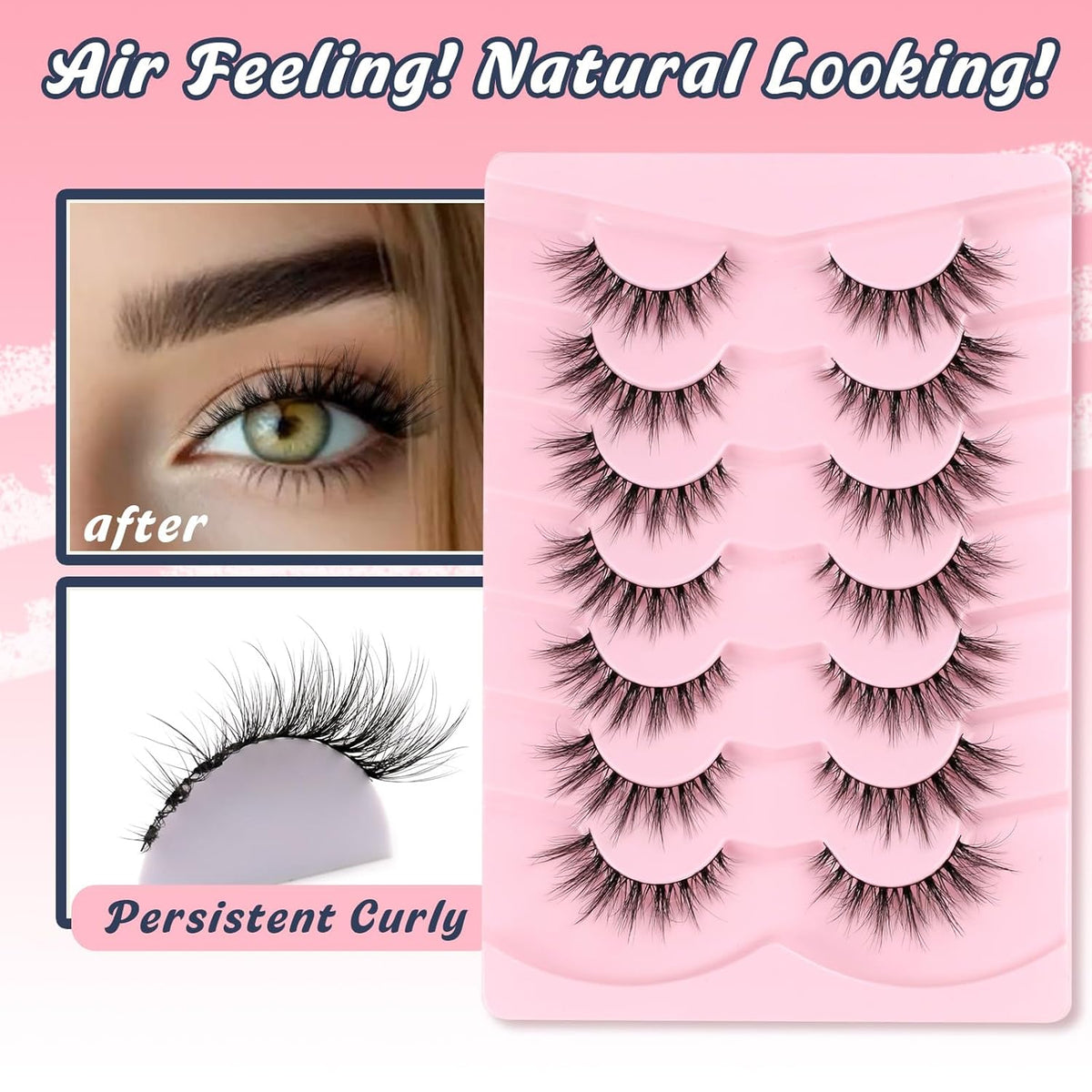 Lashes Natural Cat Eye Lashes Wispy Eyelashes 15mm False Eyelashes Wispy Lashes 3D Volume Strip