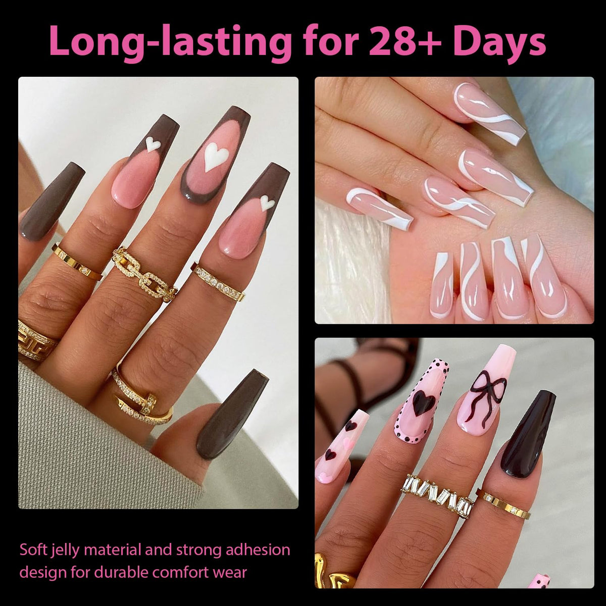 UNA GELLA Long Coffin Nail Tips, 504pcs Pre-Shape Fake Nails Half Matte Full Cover Acrylic Gel Nail