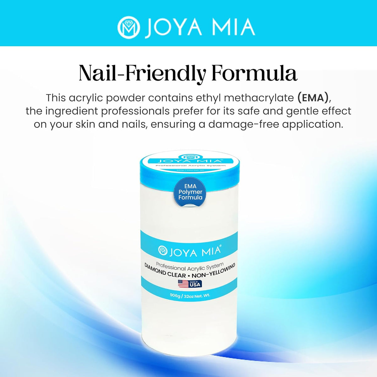 Joya Mia Acrylic Powder for Nails, MMA-Free, Super Adhesion Professional Powder for Flawless &