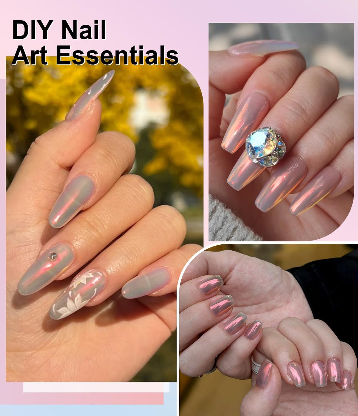 Upgrade Orange Chrome Nail Powde: 1Pcs Glazed Magic Mermaid White Chrome Nail powder,Aurora
