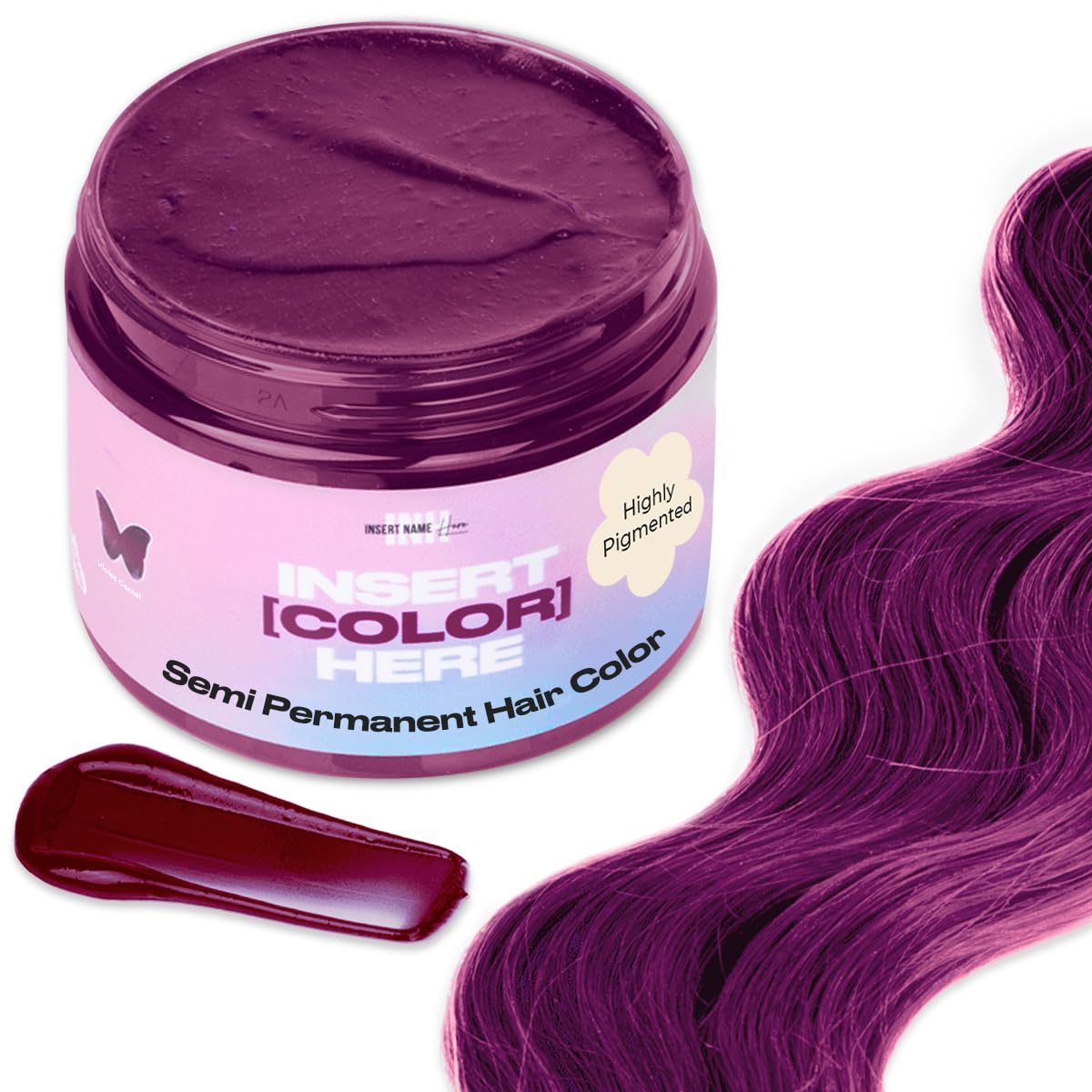 INH Semi Permanent Hair Color | Color Depositing Conditioner | Garnet Violet Hair Dye | No Bleach &