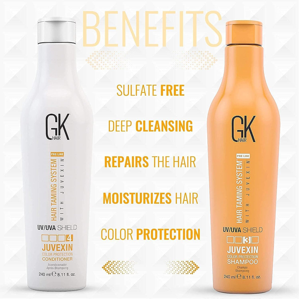 GK Hair Shield Shampoo and Conditioner – UV/UVA Protection for Color-Treated Hair – Hydrates