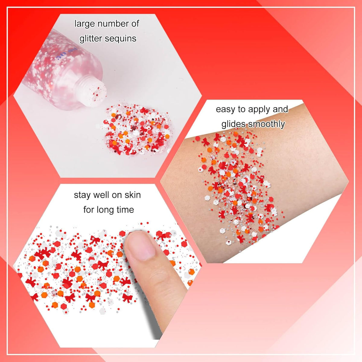 MEICOLY Red and White Face Body Glitter for Reading Week World Book Day,Cat Costume for Kids Girls