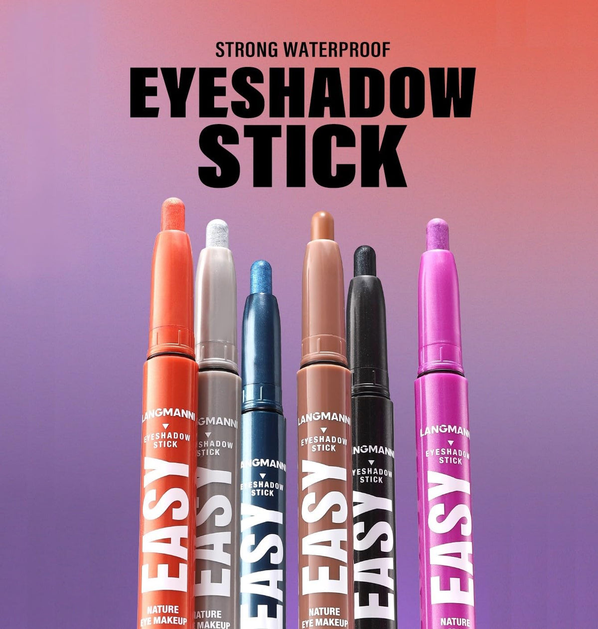 LANGMANNI Eyeshadow Stick, 6 PCS Waterproof Multi-Color Eyeshadow Pen Set, Creamy Long-Lasting Eye