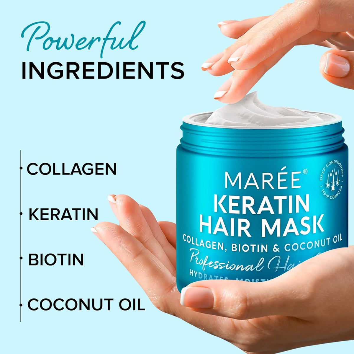 MAREE Deep Conditioning Hair Mask for Damaged Hair Treatment - Keratin Hair Care for Hydrating