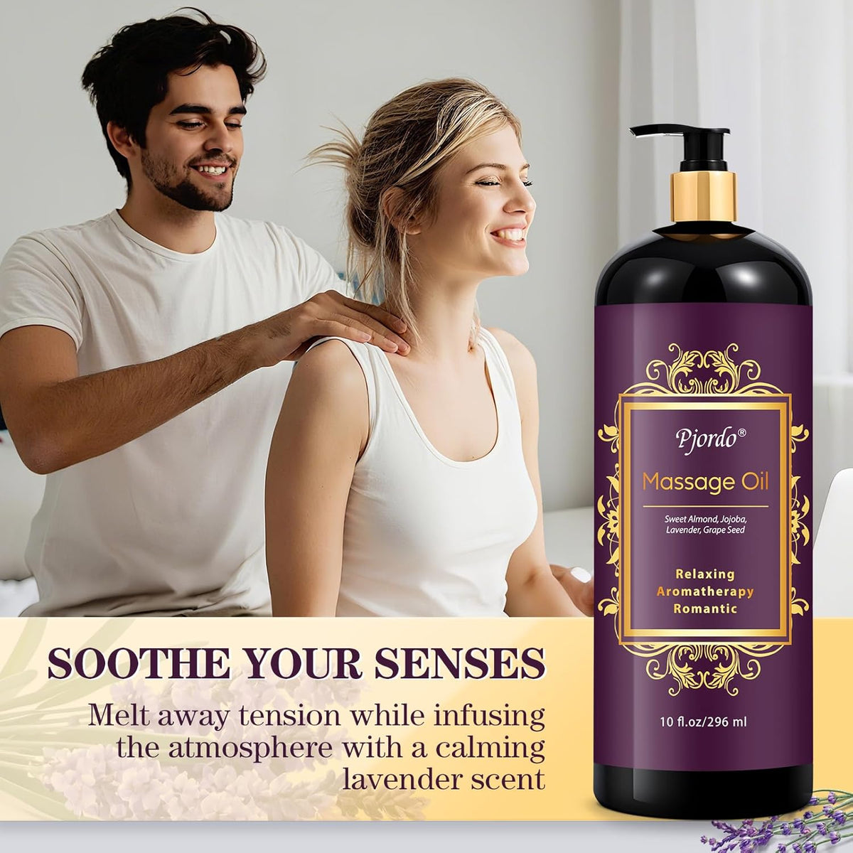 Massage Oil for Massage Therapy, Vanilla, Lavender Oil, with Massage Roller Ball, Massage Oils for