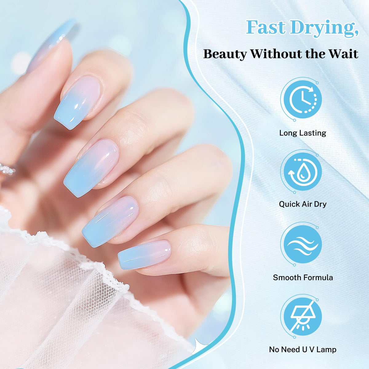 16.5ml Jelly Baby Blue Nail Polish Large Volume Quick Dry Nail Polish, Long Lasting Shine