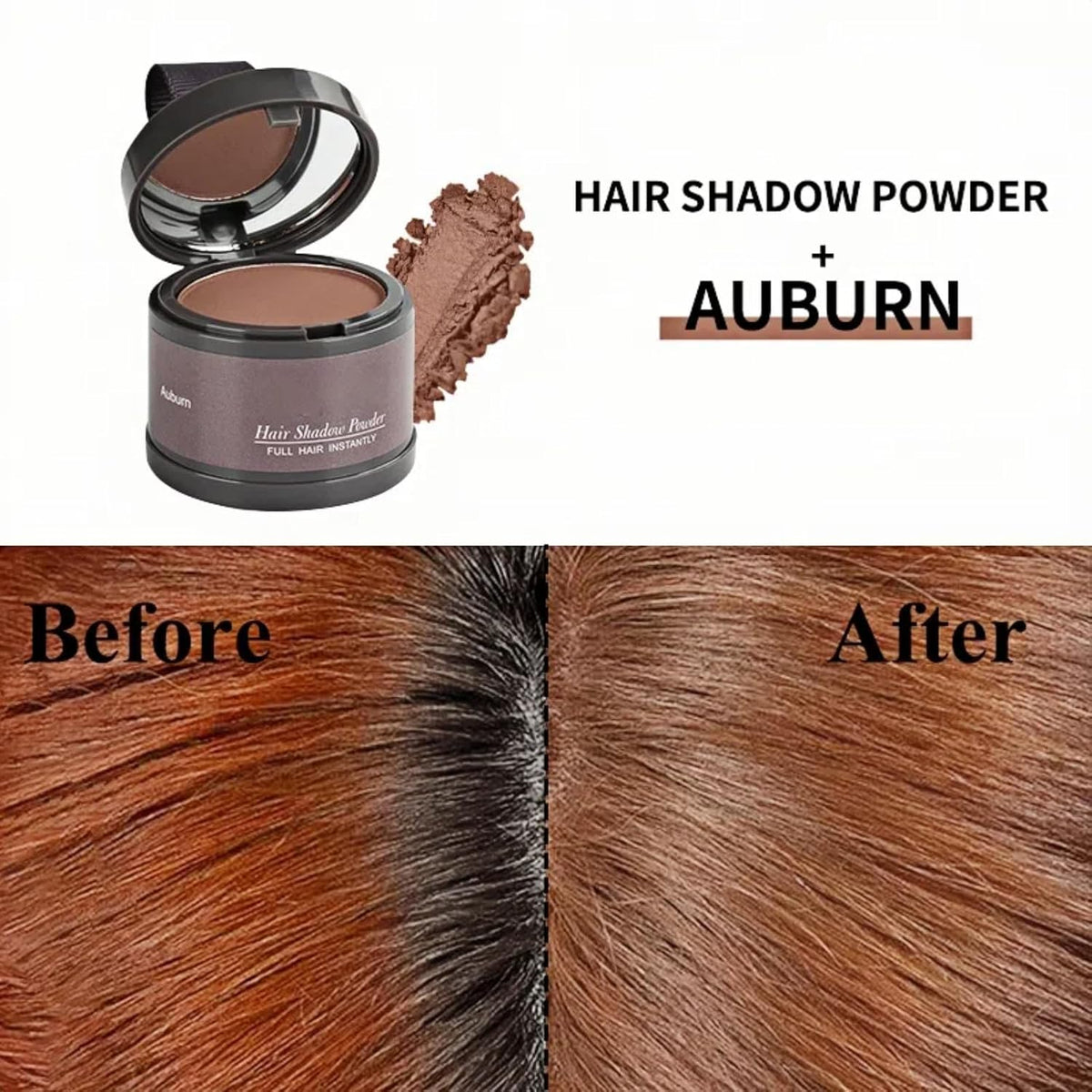 Hairline Powder (Auburn) - Instantly Cover Gray Hair Roots, Hair Color Shadow, Thin Hair Touch-Up