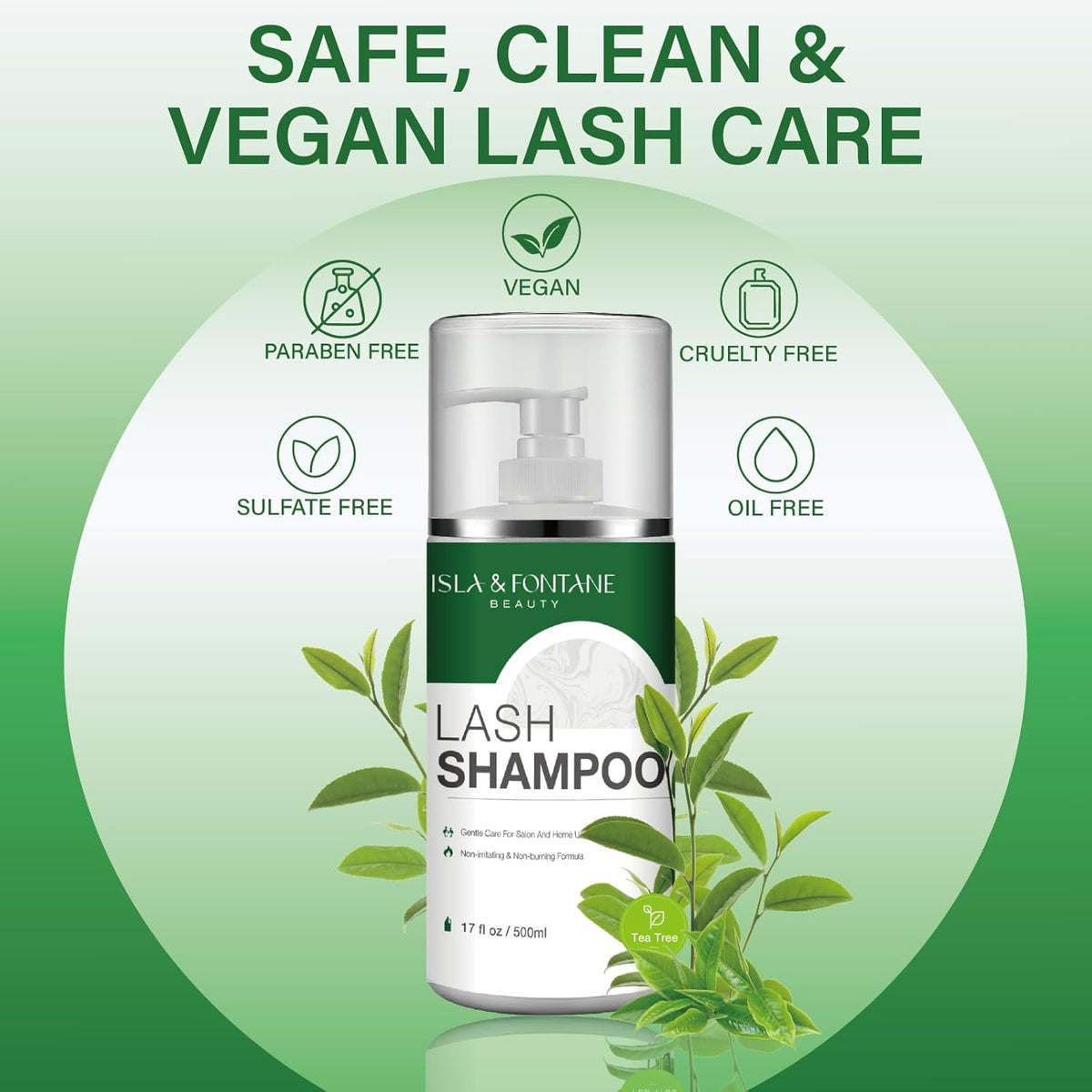 ISLA & FONTANE Lash Shampoo Bulk – Multi-Scent Series – 17 fl oz / 500ml | Gentle Eyelash Cleanser