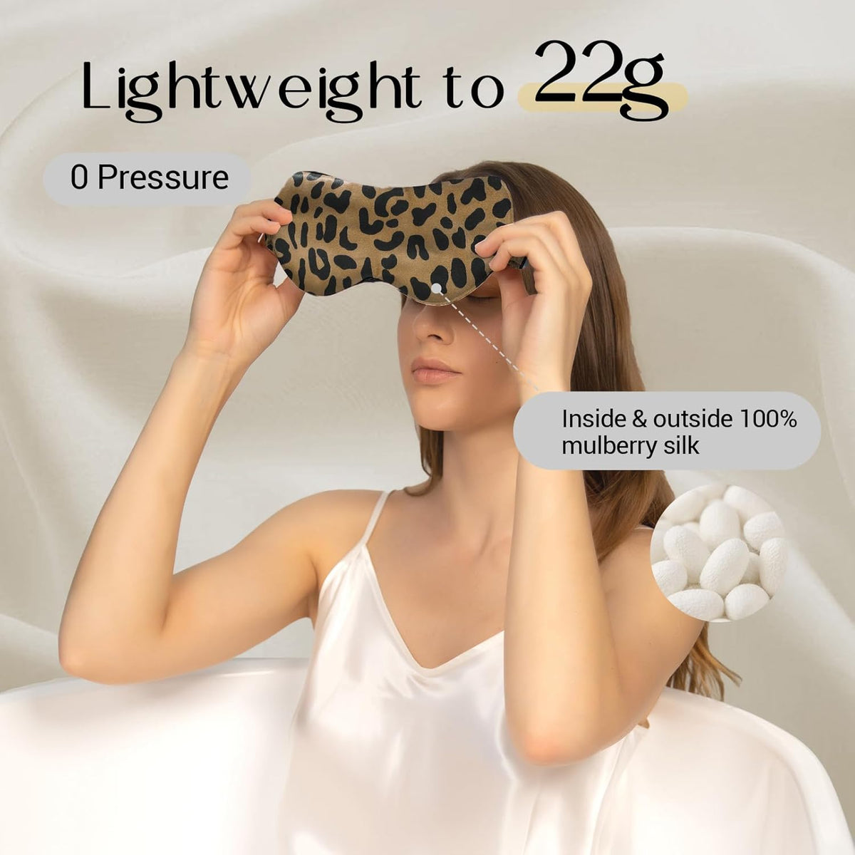 ZIMASILK Adjustable 100% 22 Momme Mulberry Silk Sleep Mask for Sleeping, Filled with Premium