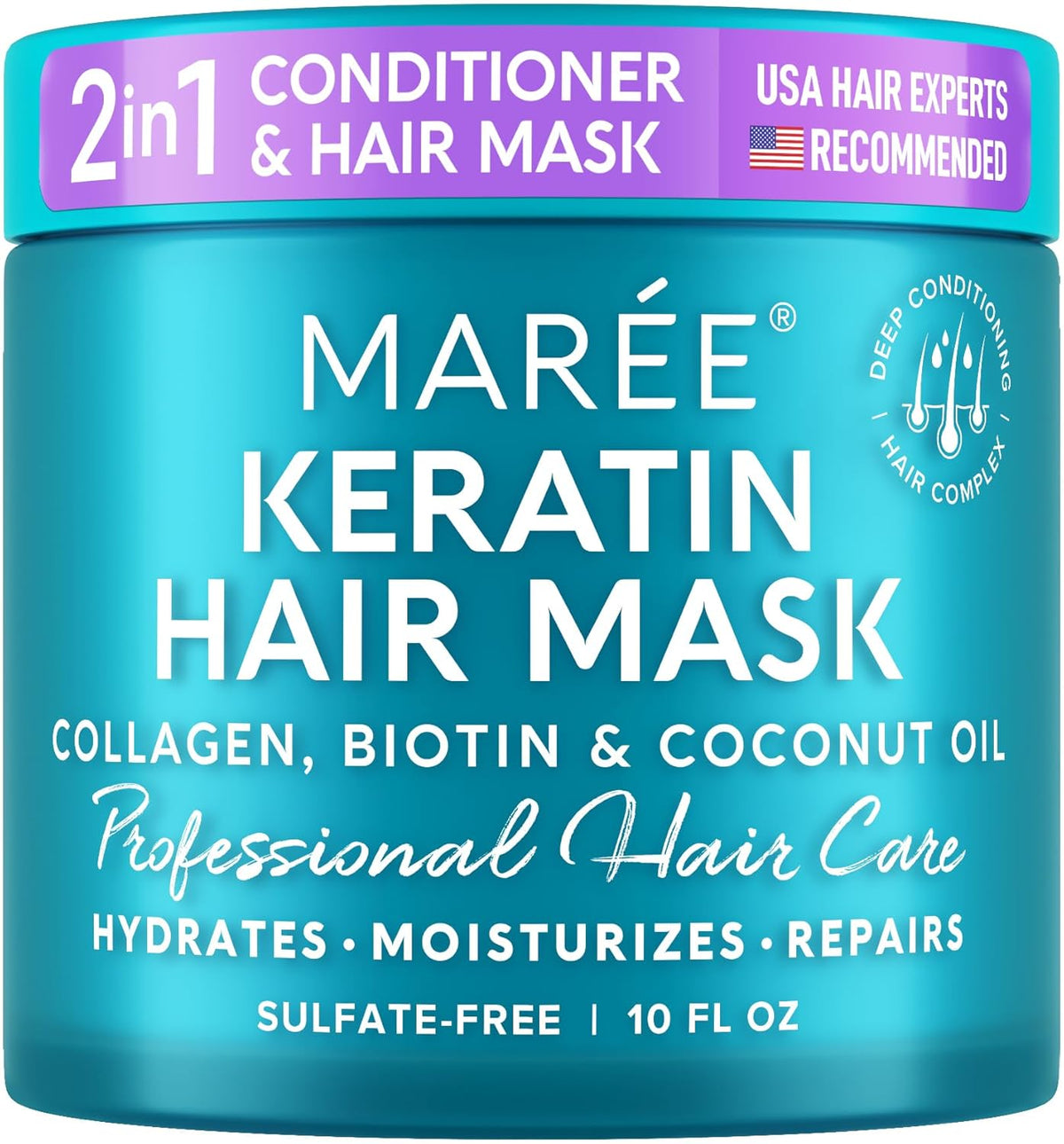 MAREE Deep Conditioning Hair Mask for Damaged Hair Treatment - Keratin Hair Care for Hydrating