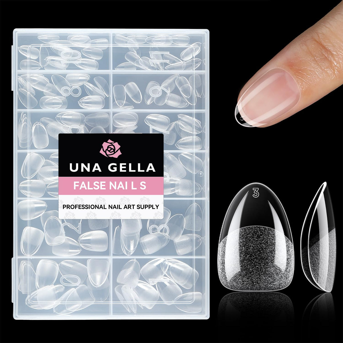 UNA GELLA Extra Short Almond Nail Tips Full Cover 216PCS Gel Nail Tips Short Almond Shaped Nails