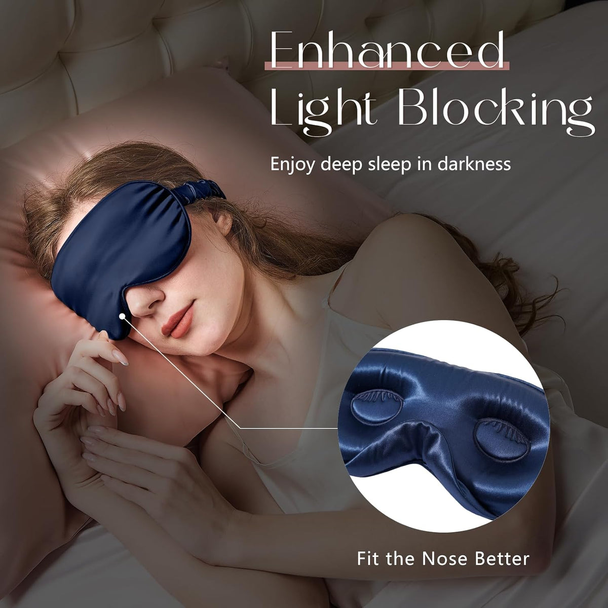 ZIMASILK Adjustable 22 Momme 100% Mulberry Silk Sleep Mask, Upgraded 3D Contoured Cup Eye Mask for