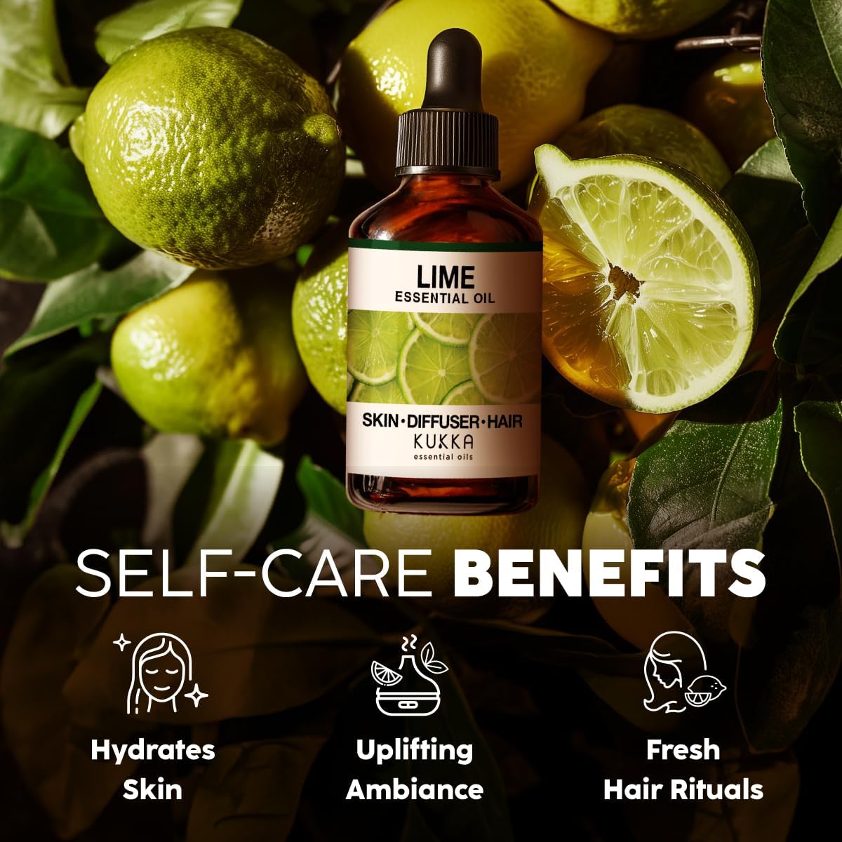 Kukka Lime Essential Oil for Skin - 4 Fl Oz - Lime Oil for Diffuser, Hair, Candles, DIY Soap Making