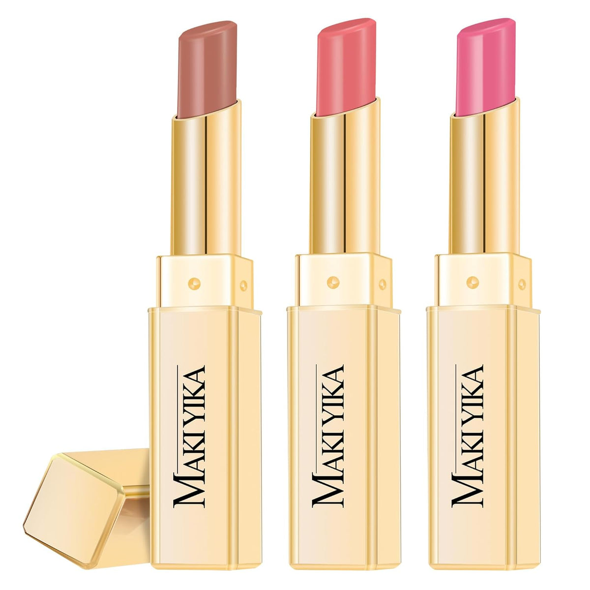 3Pc Moisture Lipsticks for Women Brown Nude Pink Lipstick Hydrate Tinted Lip Balm for Dry Cracked