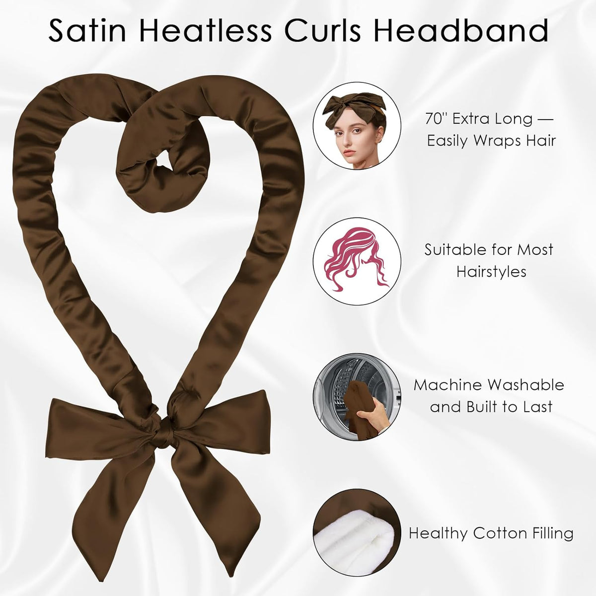 weiwei Satin Heatless Curlers Hair Curler, No Heat Curls Overnight Hair Curlers to Sleep In
