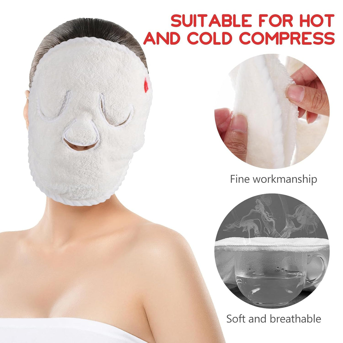 Beaupretty 2pcs Face Towel Mask Facial Steamer Towel Coral Fleece Moisturizing Warmers Hot Cold