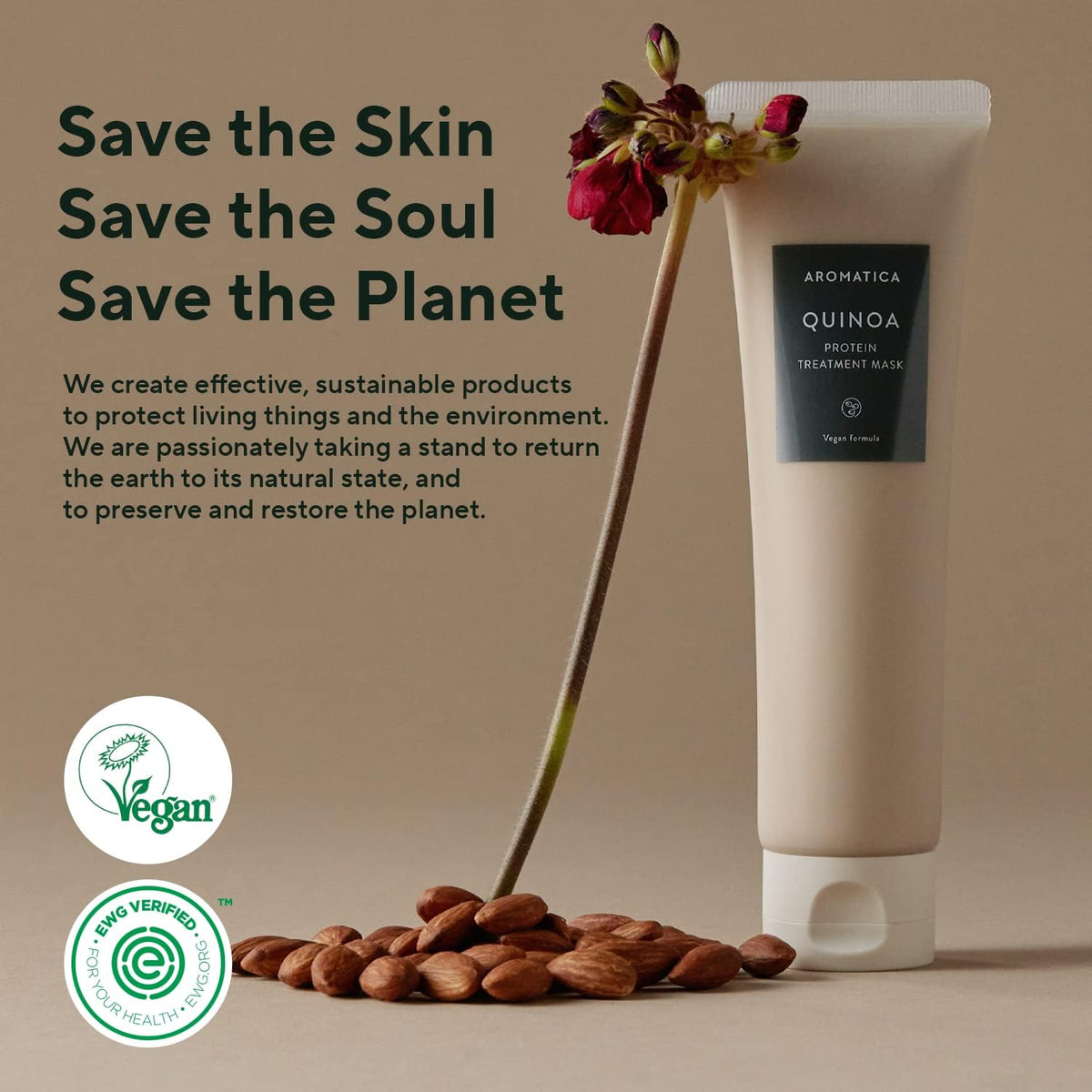 AROMATICA Quinoa Protein Hair Treatment, Silicone-free, Sulfate-free/Nourishes, Moisturizes, and