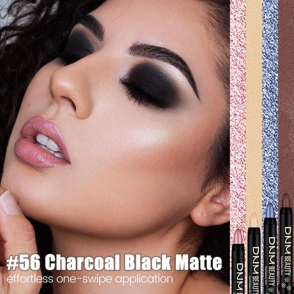 Kaely Cream Eye Shadow Sticks, Charcoal Black Matte Eyeliner Pencil Eyeshadow Palette Makeup, Eye