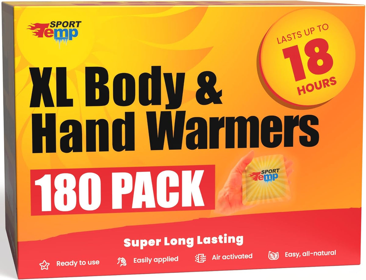 Large Hand & Body Warmers - Up to 18 Hours of Heat, Super Long Lasting - Easy, All Natural - Air