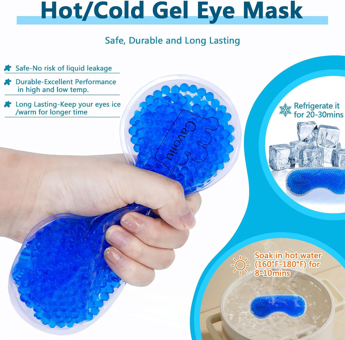Sleep mask w/Cooling Gel Eye Mask, Heated Eye Mask for Sleeping, Reusable Ice Silk Stain Eye Cover