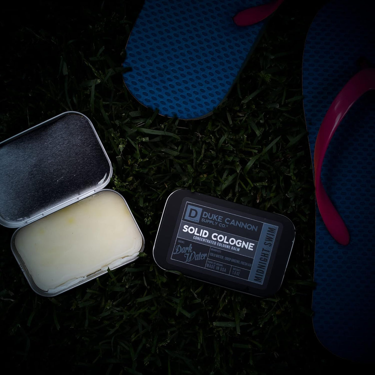 Duke Cannon Supply Co. Solid Cologne for Men Midnight Swim - Cold Water, Crisp Greens, Fresh Air