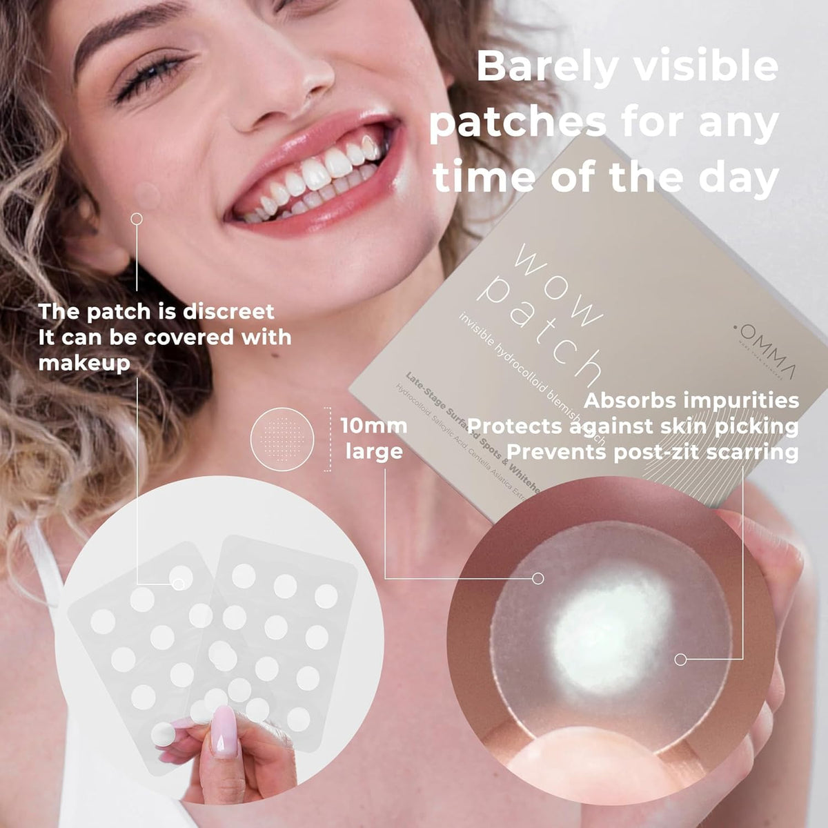 OMMA Korean Pimple Patches for Face with Hydrocolloid Patch, Invisible Blemish Pimple Stickers Acne
