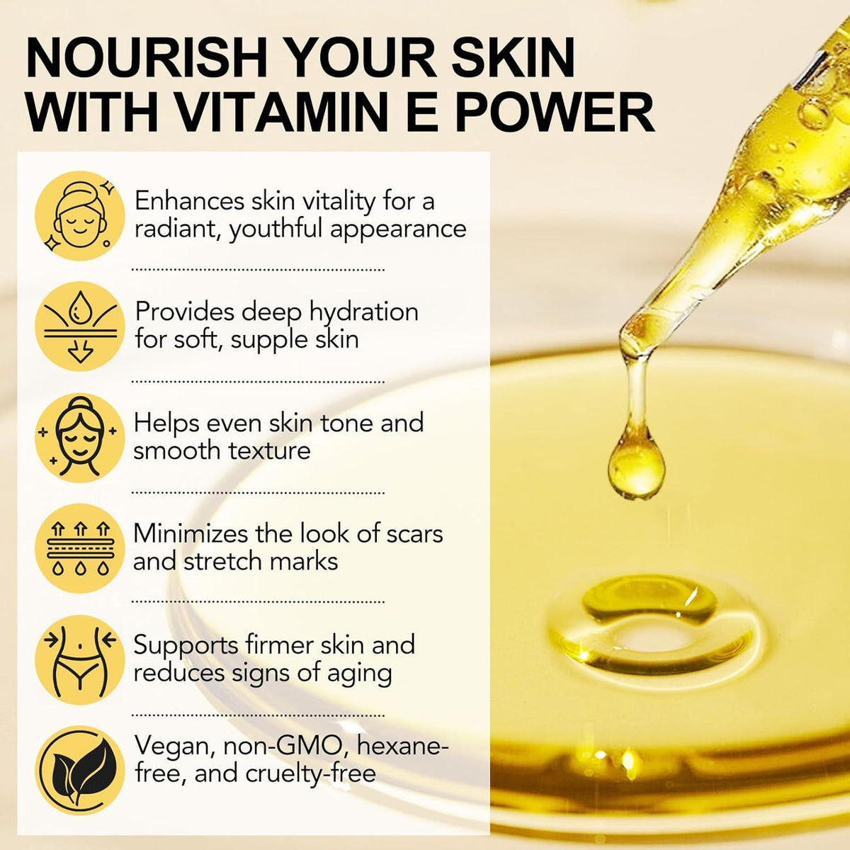 Tiuedu Natural Vitamin E Oil for Skin, 75,000 IU Ultra Concentrated Vitamin E Oil for Face, Hair