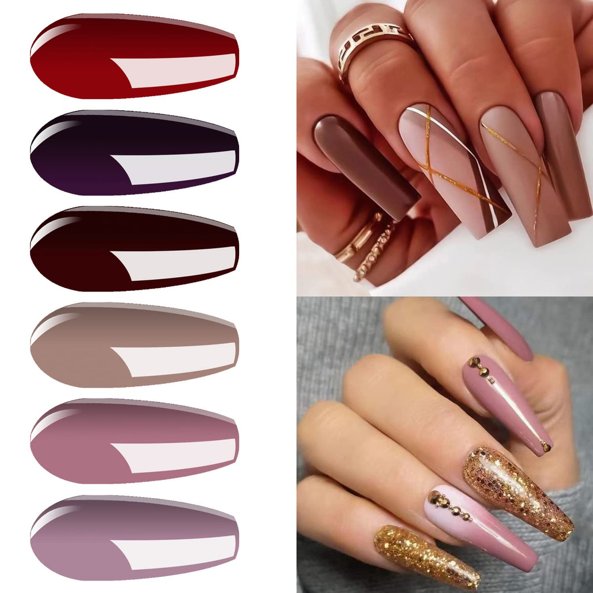 Gel Nail Polish Starter Kit - Vishine 6 Corals Colors Gel Polish Set Base Top Coat, 36W LED Nail