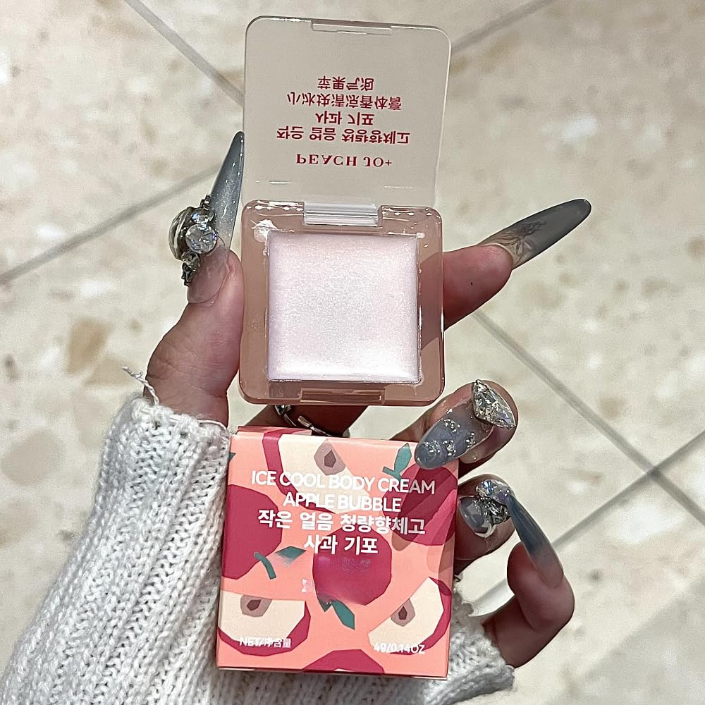 Mini Ice Cube Cooling Solid Perfume Balm - Refreshing Fruity Scent with Shimmer Highlighter