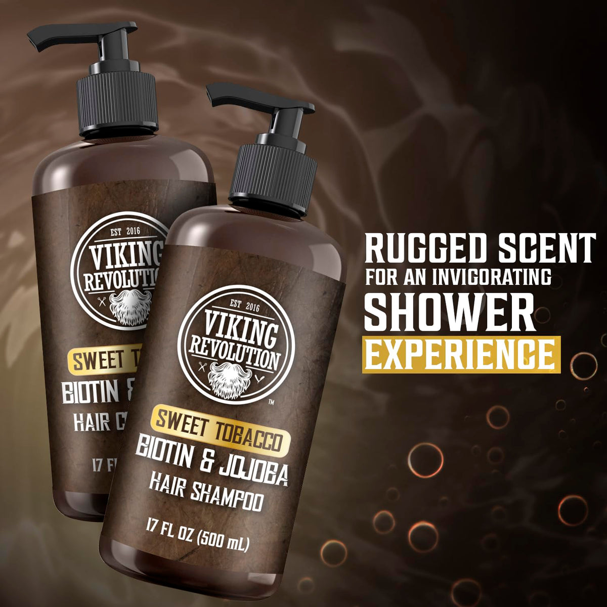 Viking Revolution Sweet Tobacco Mens Shampoo and Conditioner Set with Biotin and Jojoba Oil