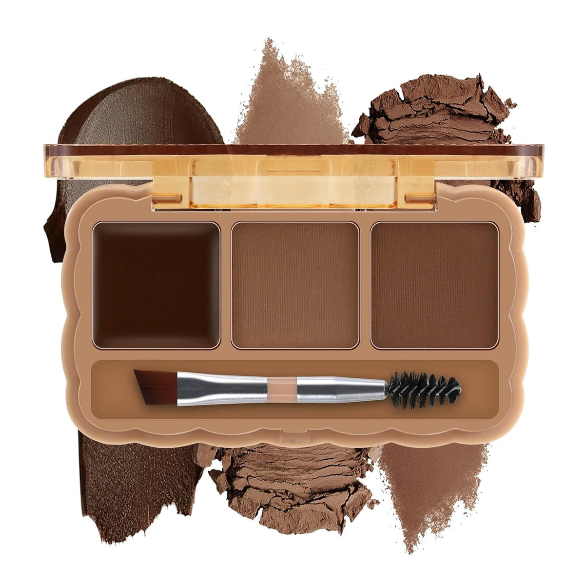 Boobeen Eyebrow Palette, 4 Colors Brow Powder Kit, Eye Brow Pomade with Double-ended Brush