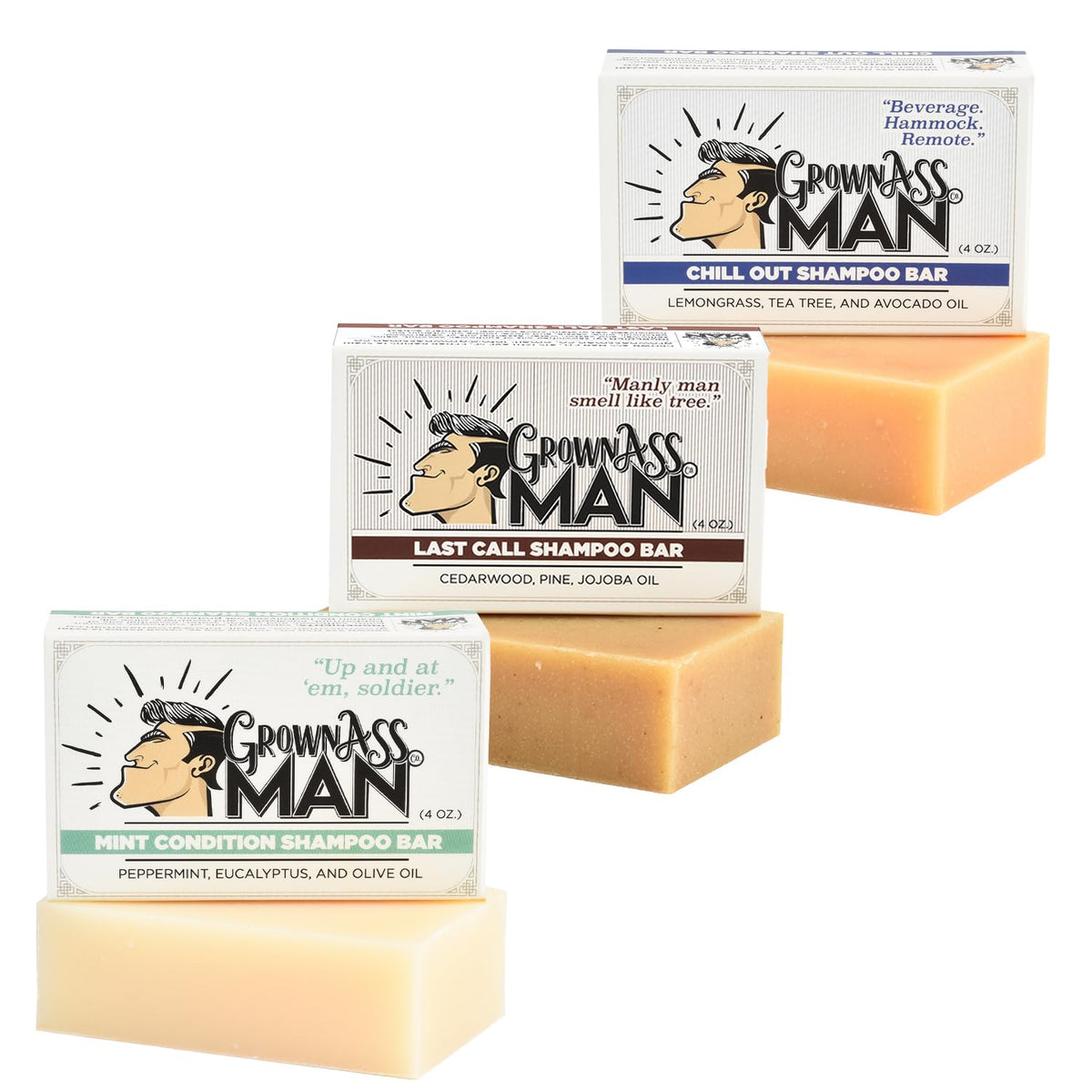 Solid Shampoo Bar Rich Lather 3 in 1: Hair, Beard & Body Wash - Plastic Free & Eco-Friendly