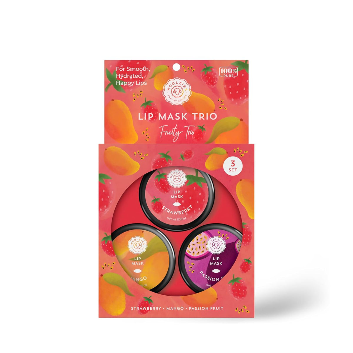 Overnight Lip Sleeping Masks Trio - Set of 3 All Natural Hydrating Lip Treatment - Overnight Repair