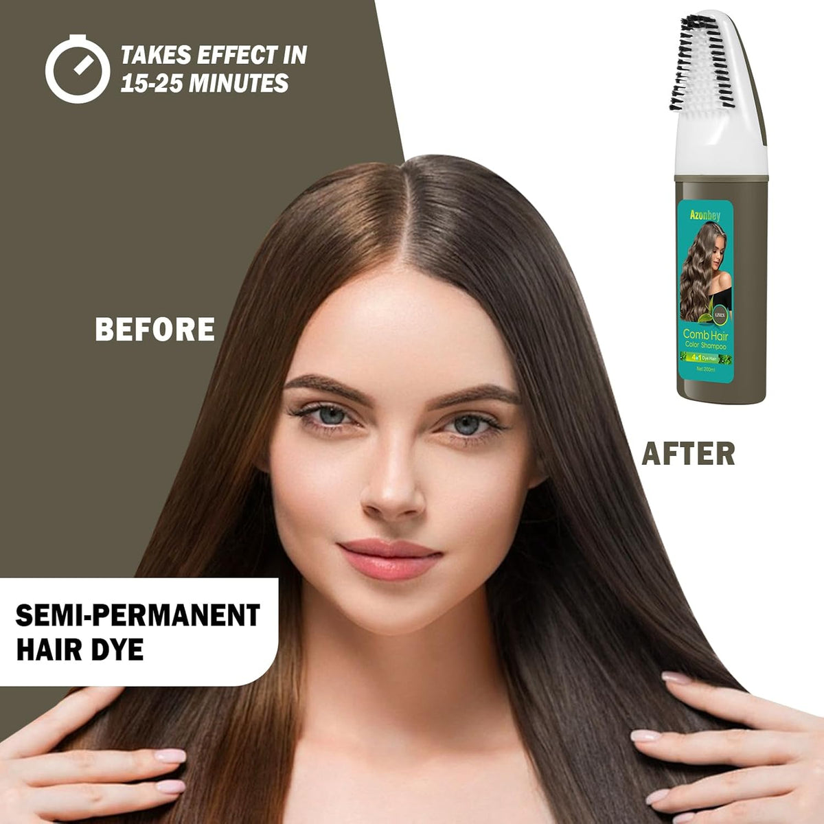Linen Hair Dye Shampoo,Hair Dye,Hair Color Shampoo,Champu Para Canas 4 in 1 Semi-Permanent Gray