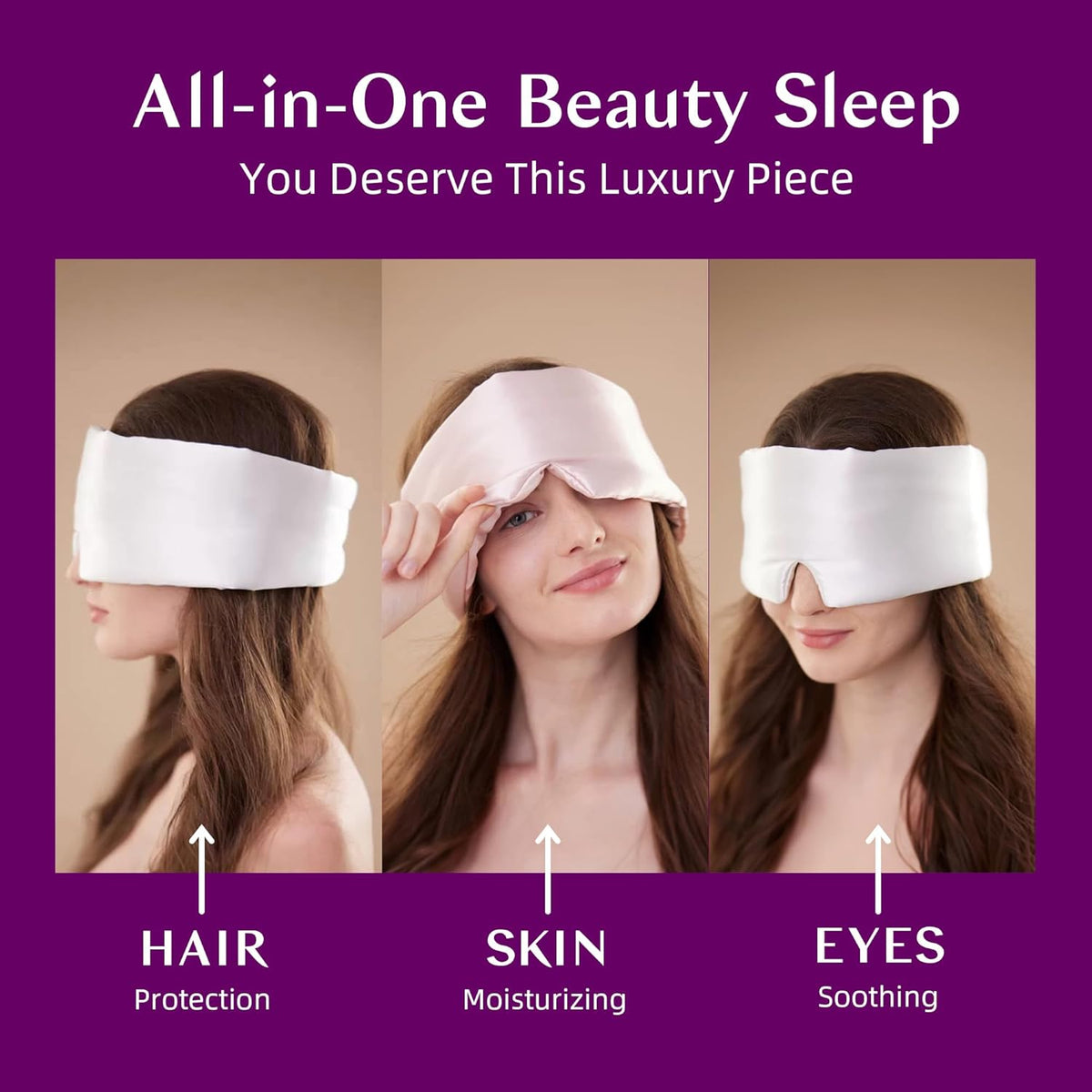 Silk Sleep Mask for Women and Men, Side Sleeper, 22 Momme Pure Mulberry Silk Total Blackout 100%