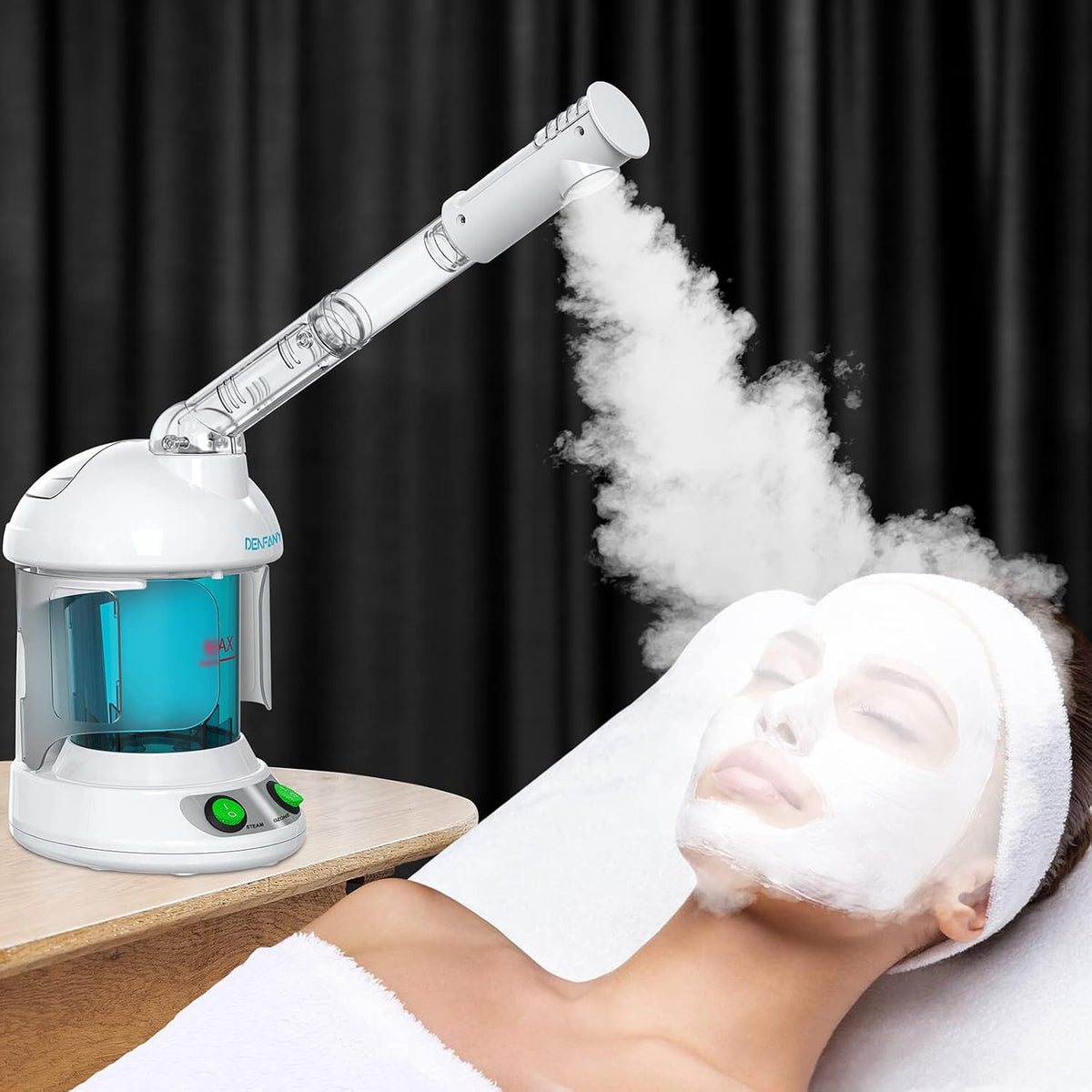 Facial Steamer - DENFANY Nano Ionic Face Steamer with Extendable 360° Rotating Arm - Portable